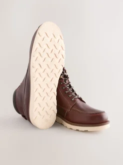 Burgundy Red Tall Apron Wedge Boots