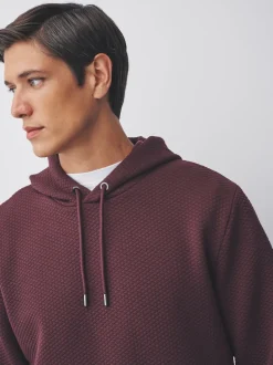 Burgundy Red Textured Overhead Hoodie