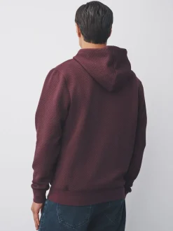 Burgundy Red Textured Overhead Hoodie