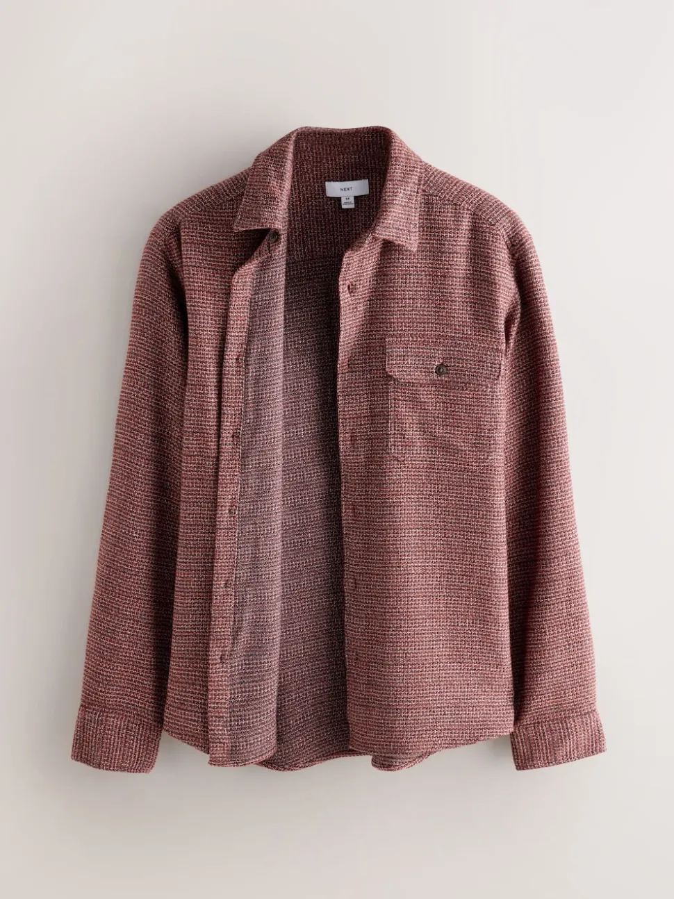 Burgundy Red Textured Shacket Overshirt