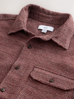 Burgundy Red Textured Shacket Overshirt