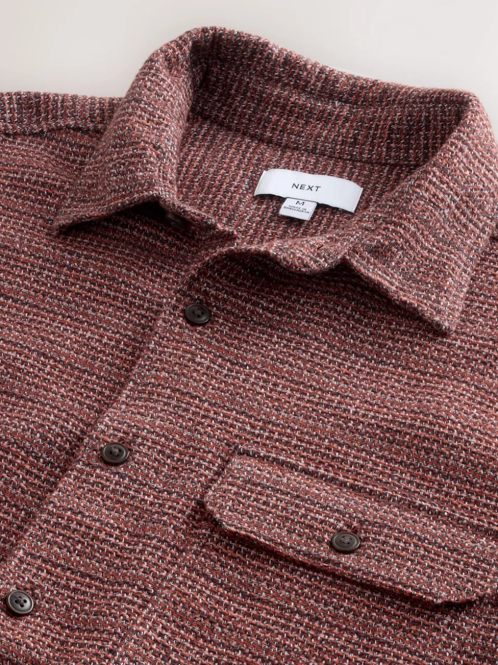 Burgundy Red Textured Shacket Overshirt