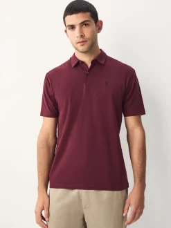 Burgundy Red/Charcoal Grey/Ecru Cream Plain Short Sleeve Jersey Polo Shirts 3 Pack