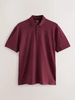Burgundy Red/Charcoal Grey/Ecru Cream Plain Short Sleeve Jersey Polo Shirts 3 Pack