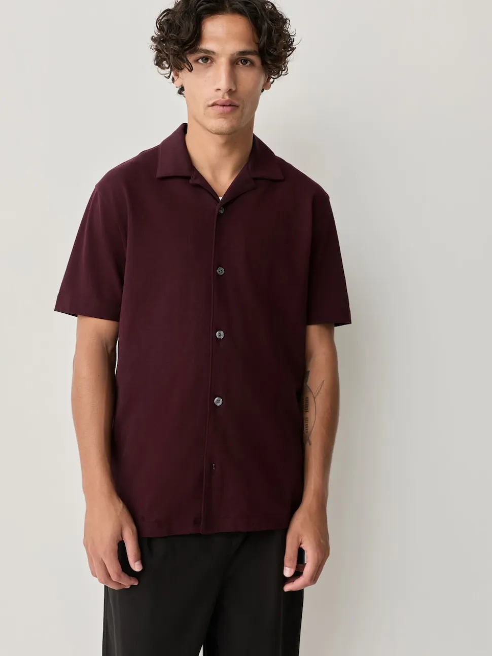 Burgundy Red/Navy Blue/Olive Green Short Sleeve Pique Shirts 3 Pack