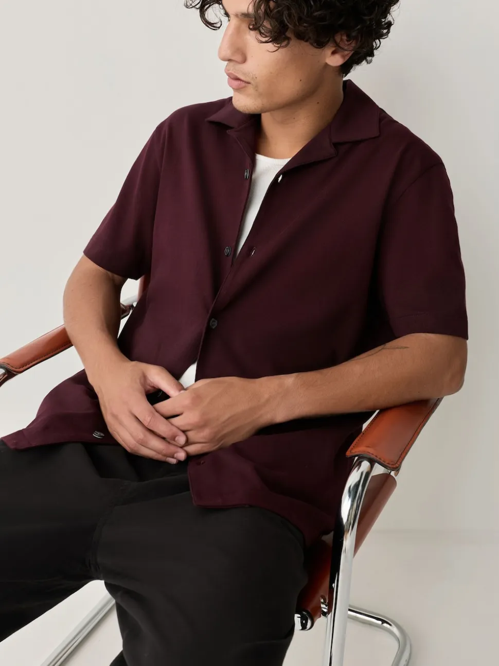 Burgundy Red/Navy Blue/Olive Green Short Sleeve Pique Shirts 3 Pack