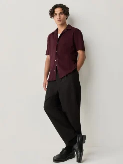 Burgundy Red/Navy Blue/Olive Green Short Sleeve Pique Shirts 3 Pack
