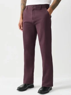 Burgundy Straight Fit Stretch Chinos Trousers