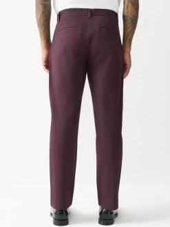 Burgundy Straight Fit Stretch Chinos Trousers