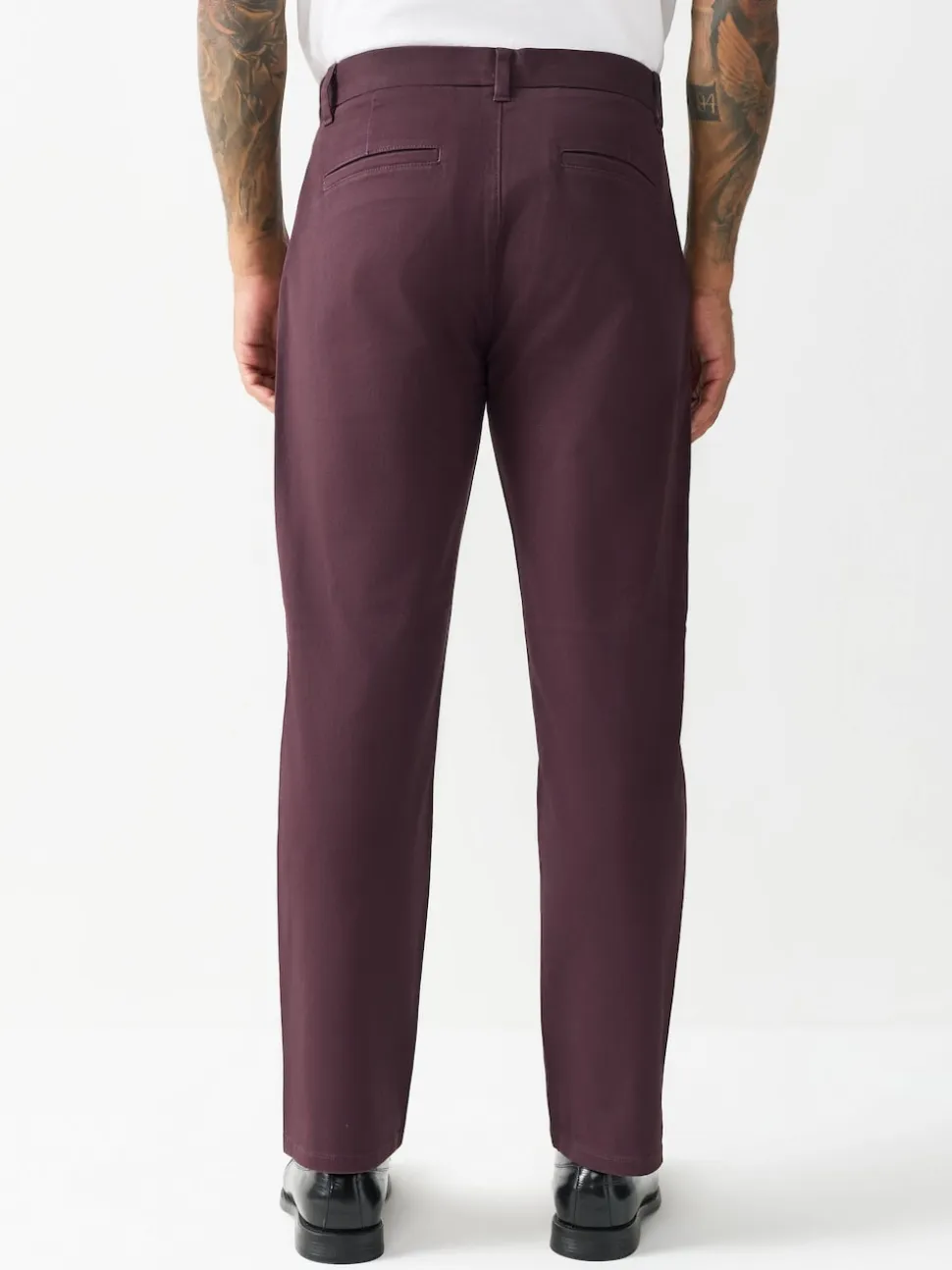 Burgundy Straight Fit Stretch Chinos Trousers
