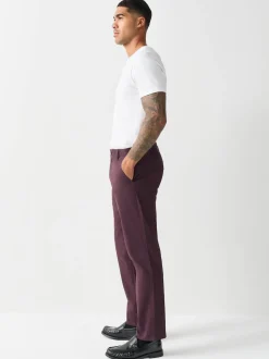 Burgundy Straight Fit Stretch Chinos Trousers
