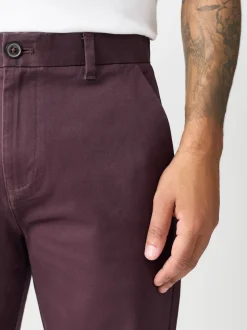 Burgundy Straight Fit Stretch Chinos Trousers