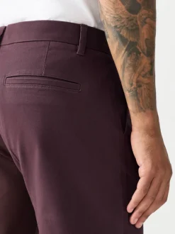 Burgundy Straight Fit Stretch Chinos Trousers