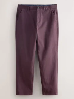 Burgundy Straight Fit Stretch Chinos Trousers
