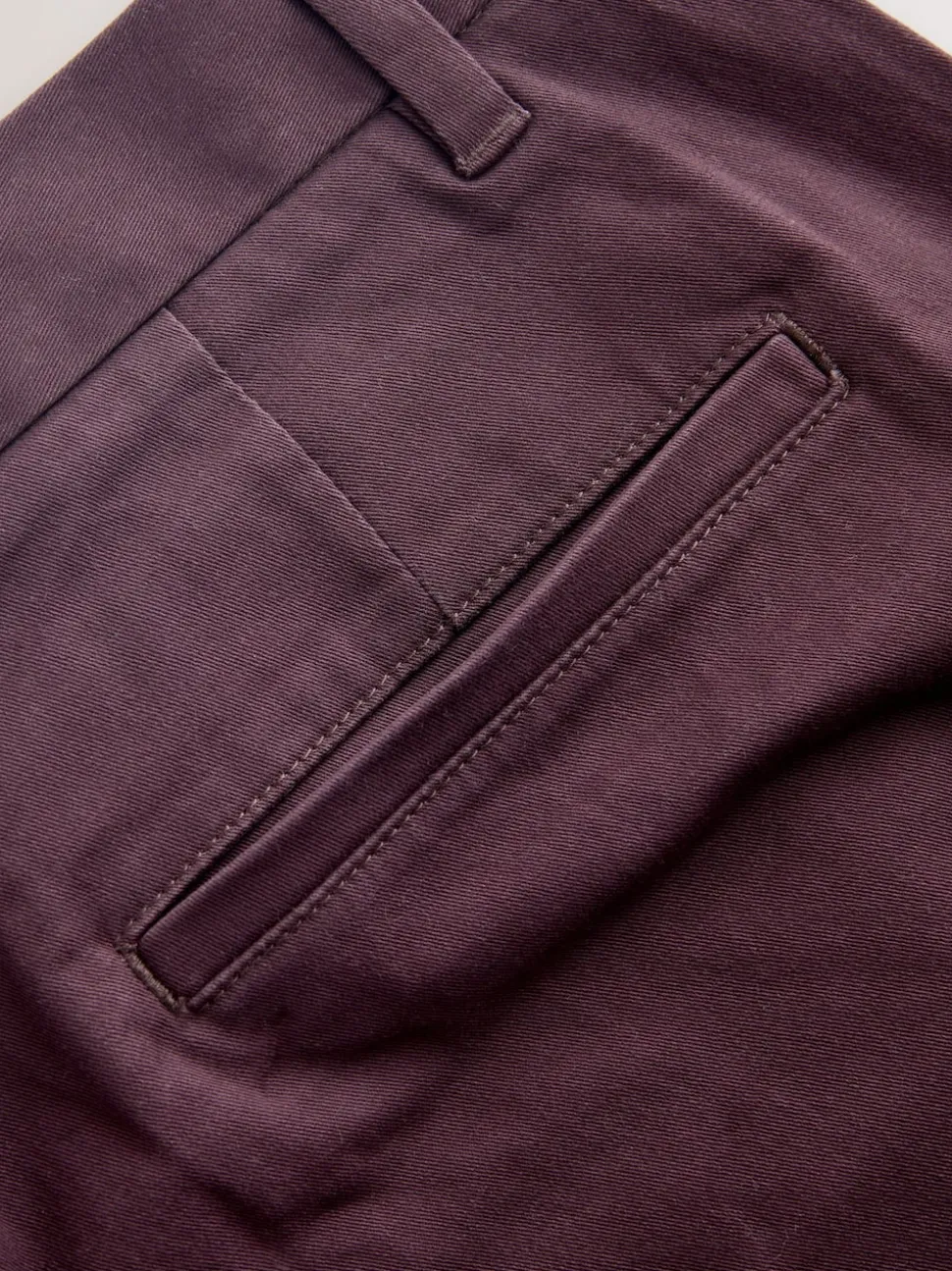 Burgundy Straight Fit Stretch Chinos Trousers