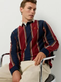 Burgundy/Navy Blue Stripe Rugby Shirt