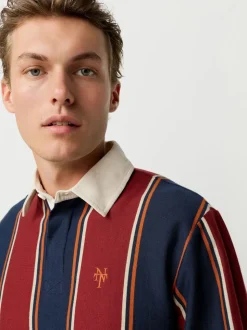 Burgundy/Navy Blue Stripe Rugby Shirt