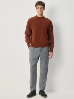Burnt Orange Relaxed Fit Plain Chenille Crew Neck Jumper