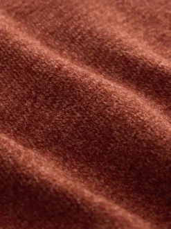 Burnt Orange Relaxed Fit Plain Chenille Crew Neck Jumper