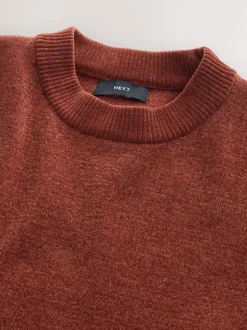 Burnt Orange Relaxed Fit Plain Chenille Crew Neck Jumper
