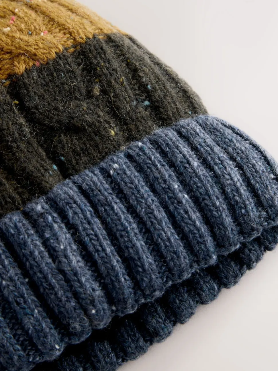 Cable Knit Stripe Bobble Hat