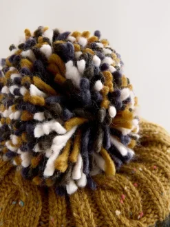Cable Knit Stripe Bobble Hat