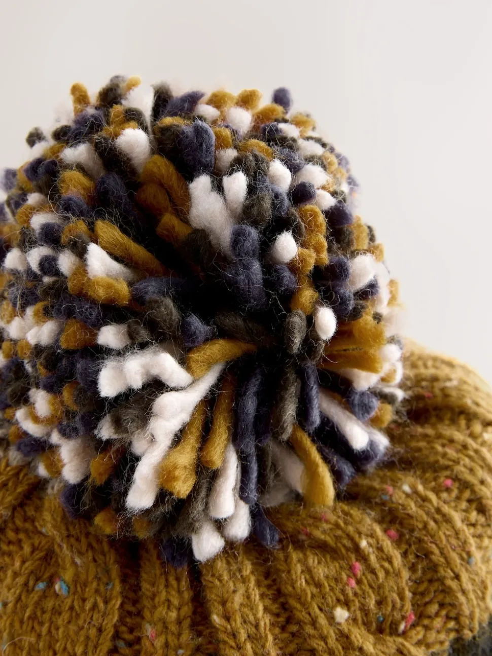 Cable Knit Stripe Bobble Hat