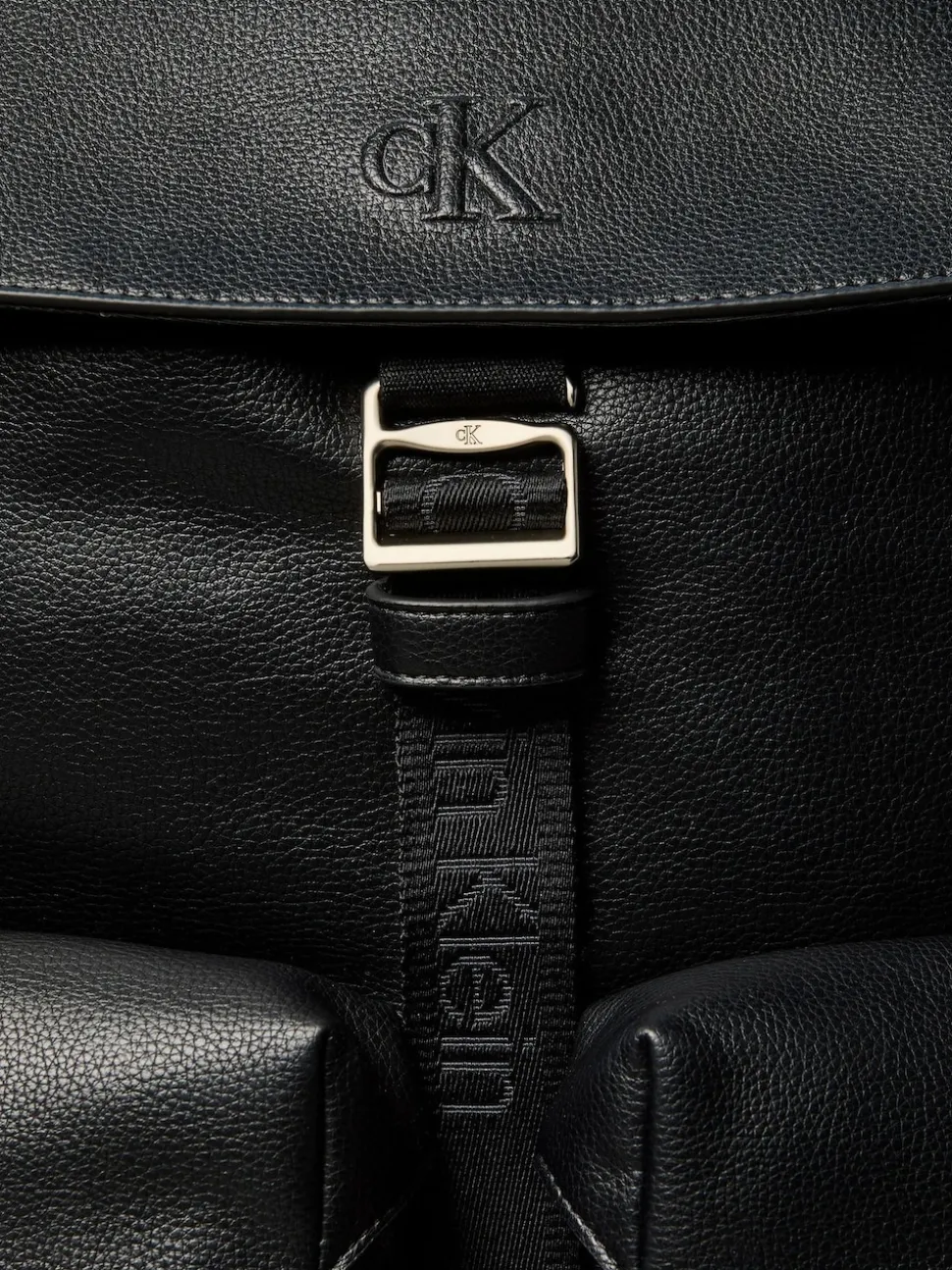 Calvin Klein Black Cargo Top Flap Backpack