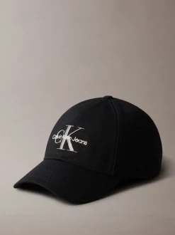 Calvin Klein Black Embroidered Monogram Logo Baseball Cap