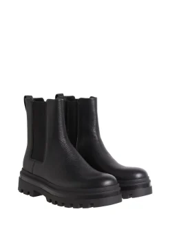 Calvin Klein Black Leather Airfit Lugged Chelsea Boots