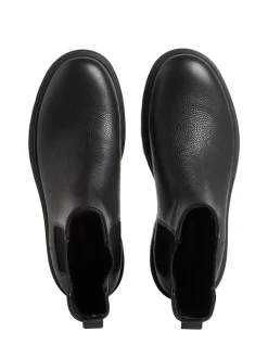 Calvin Klein Black Leather Airfit Lugged Chelsea Boots