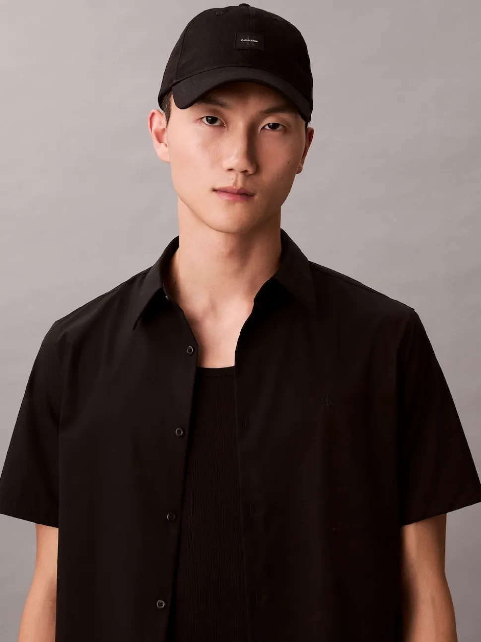 Calvin Klein Black Monogram Woven Patch Cap