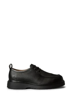 Calvin Klein Black Pebbled Leather Lug Sole Derby Shoes