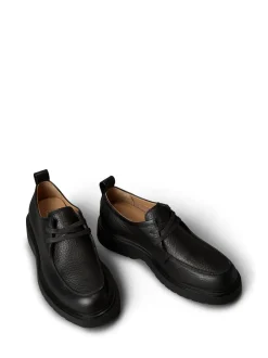 Calvin Klein Black Pebbled Leather Lug Sole Derby Shoes