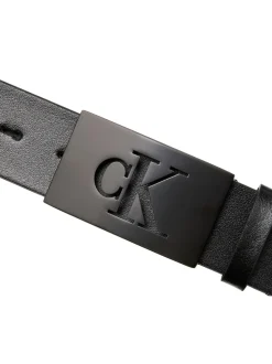 Calvin Klein Black Plaque Smooth Leather Belt