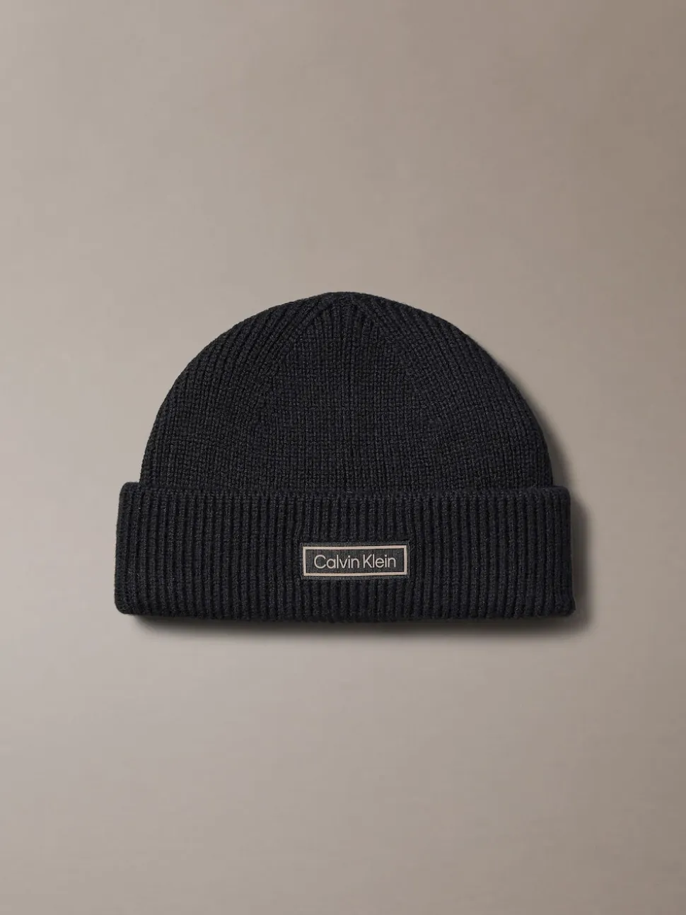 Calvin Klein Black Wool Cashmere Blend Fisherman Beanie