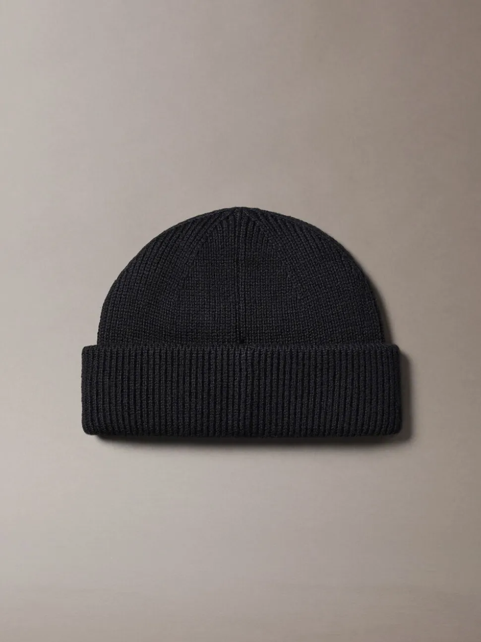 Calvin Klein Black Wool Cashmere Blend Fisherman Beanie