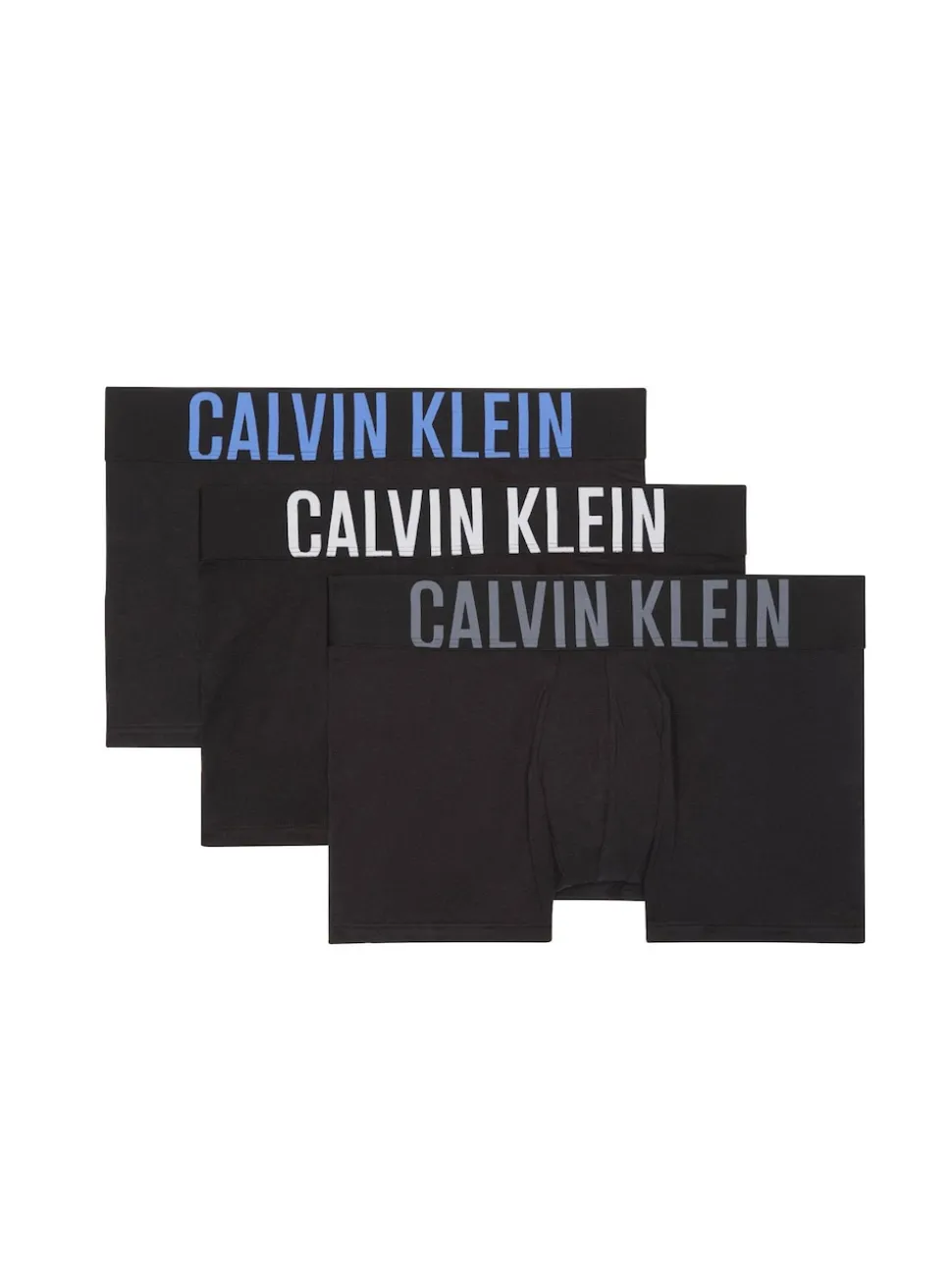 Calvin Klein Black/Blue Bands Intense Power Stretch Boxer Trunks 3 Pack