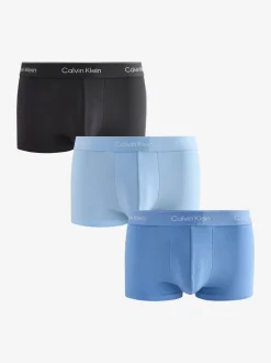 Calvin Klein Black/Blue Tonal Icon Cotton Stretch Low Rise Boxer Trunks 3 Pack