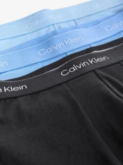 Calvin Klein Black/Blue Tonal Icon Cotton Stretch Low Rise Boxer Trunks 3 Pack