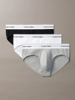 Calvin Klein Black/White/Grey 3 Pack Briefs - Icon Cotton Stretch