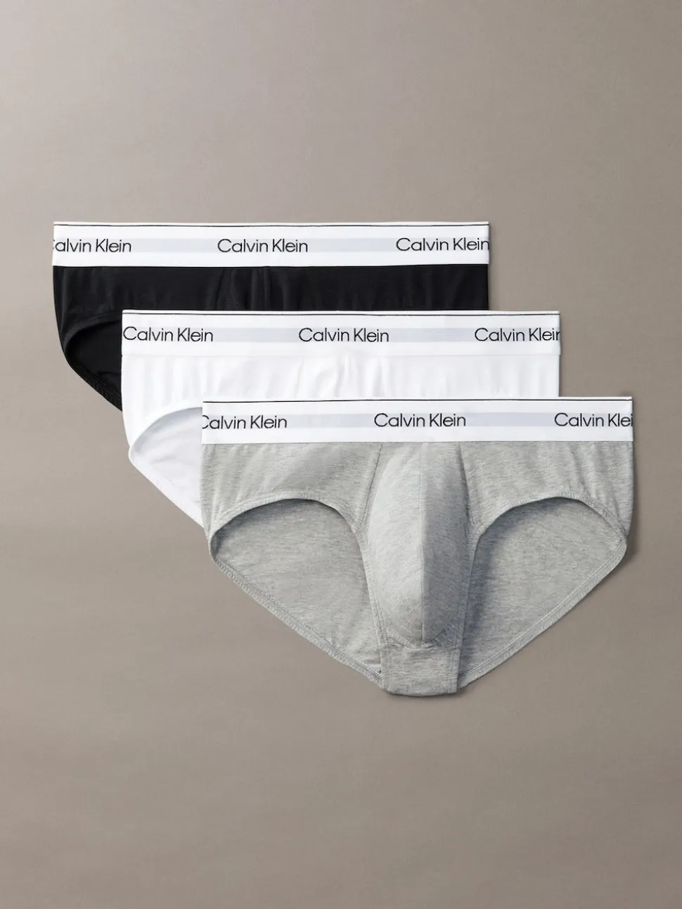 Calvin Klein Black/White/Grey 3 Pack Briefs - Icon Cotton Stretch