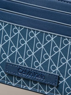 Calvin Klein Blue Allover Monogram Logo Card Holder