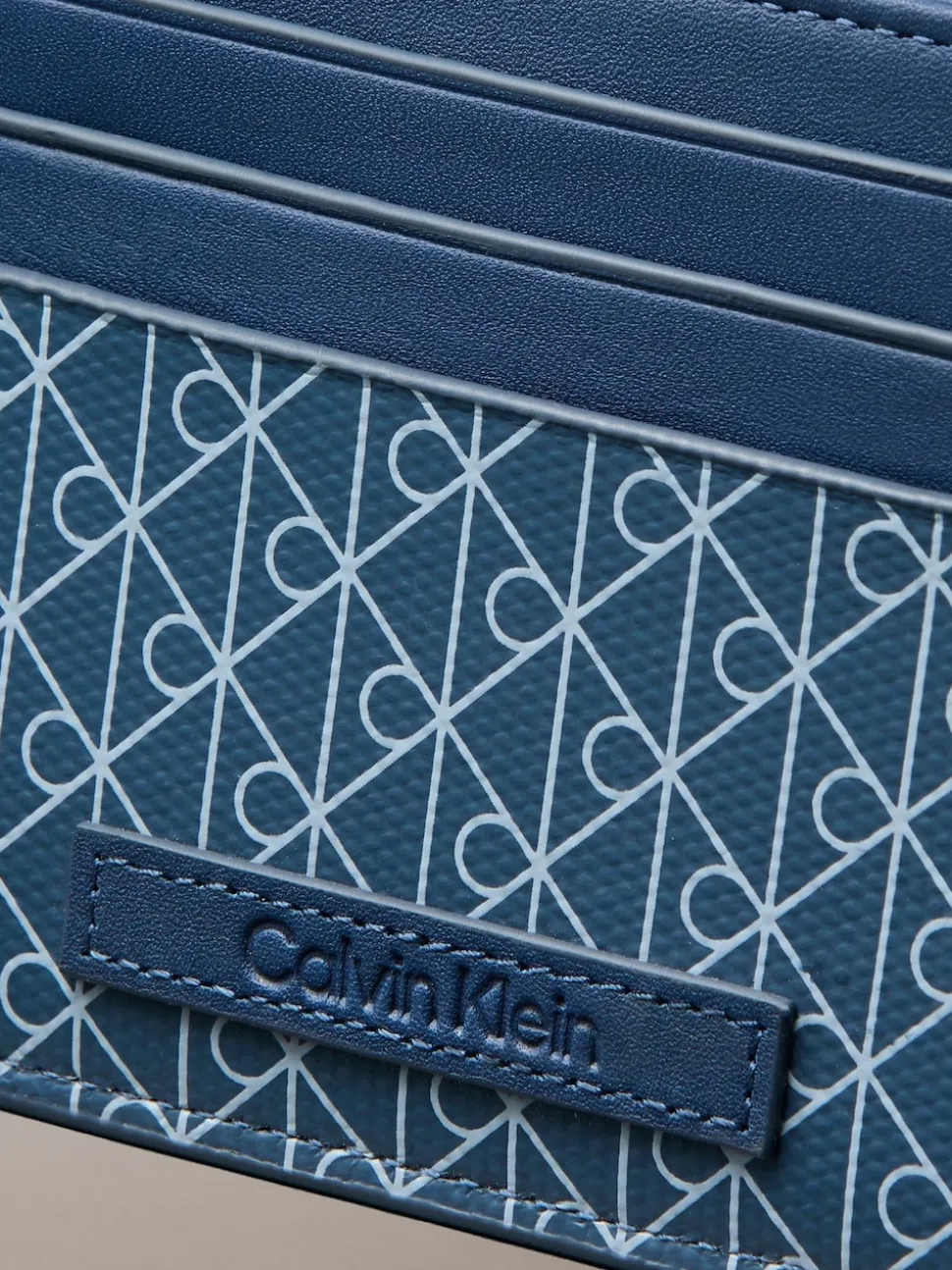 Calvin Klein Blue Allover Monogram Logo Card Holder
