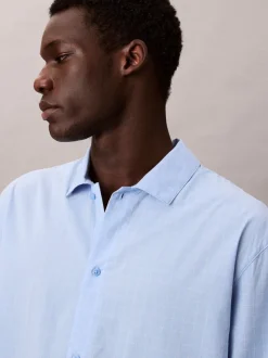 Calvin Klein Blue Cotton Poplin Pyjama Top