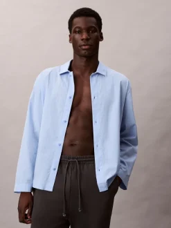 Calvin Klein Blue Cotton Poplin Pyjama Top