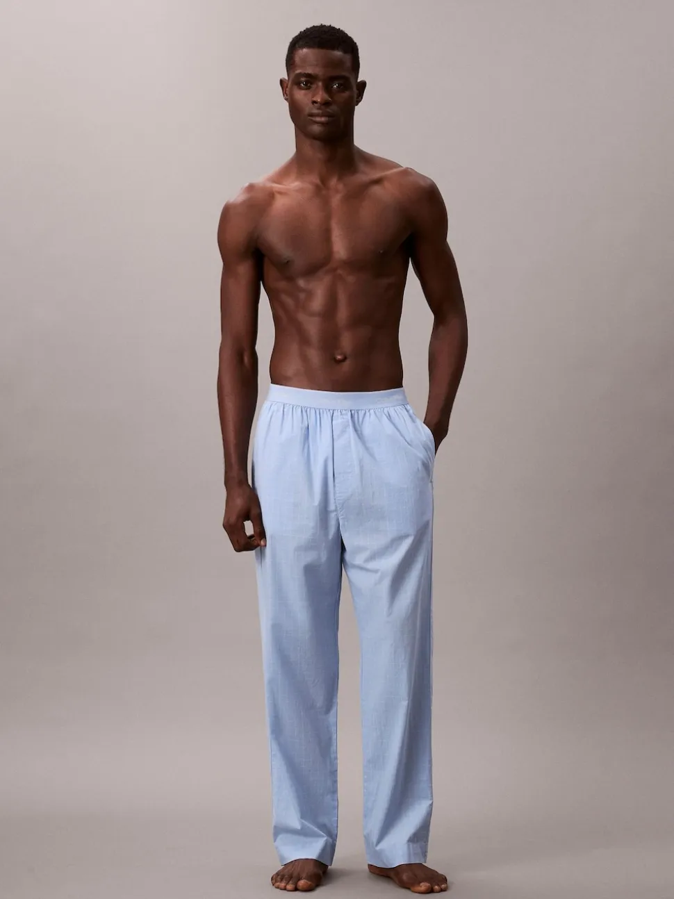 Calvin Klein Blue Cotton Poplin Sleep Joggers