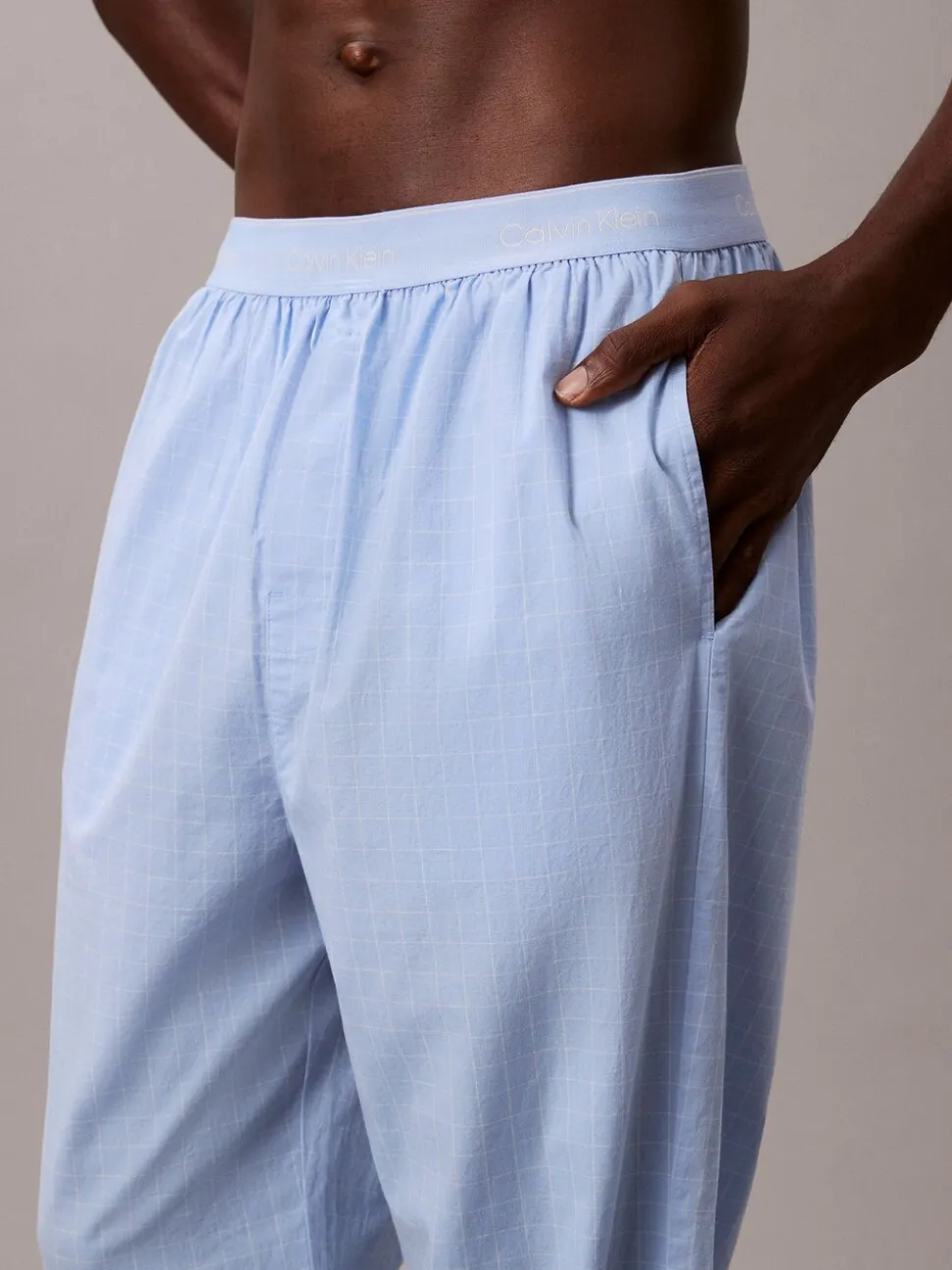 Calvin Klein Blue Cotton Poplin Sleep Joggers