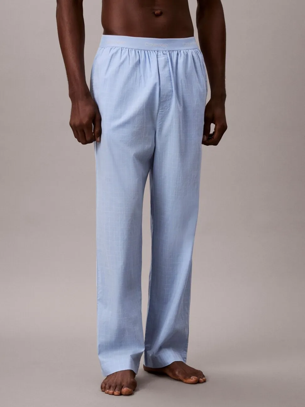 Calvin Klein Blue Cotton Poplin Sleep Joggers
