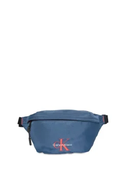 Calvin Klein Blue Nylon Monogram Logo Waistpack